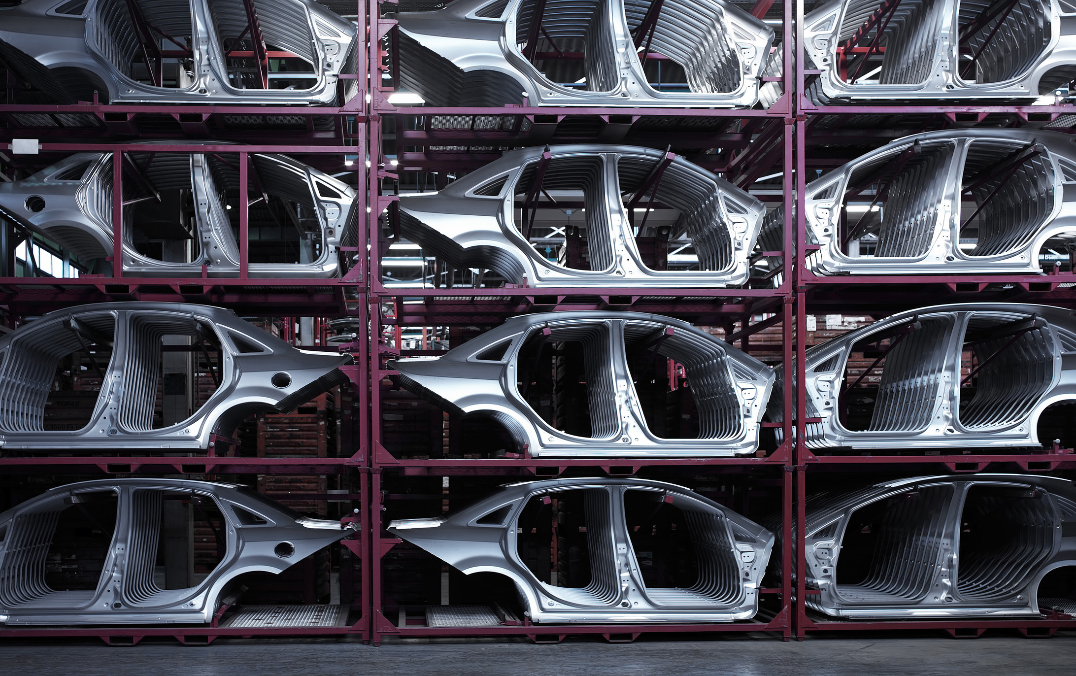 car bodies in an automotive plant