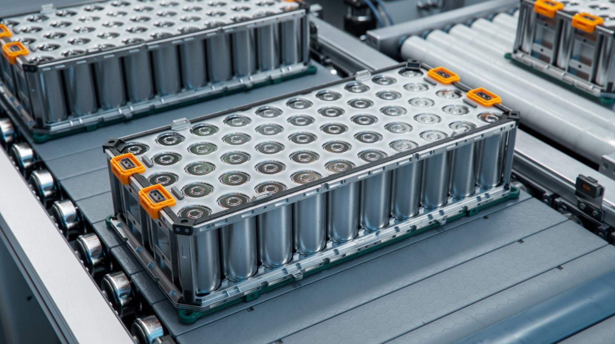 automotive battery module on conveyor